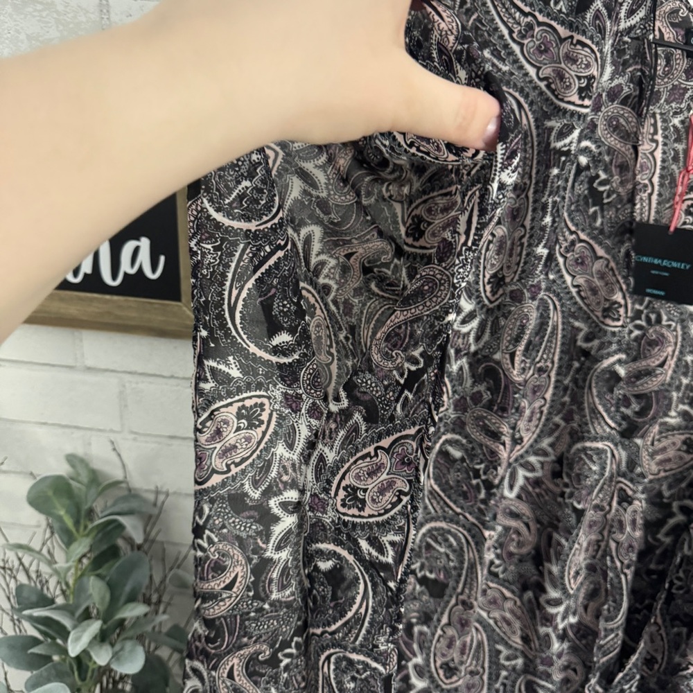 CYNTHIA ROWLEY Black Paisley Kimono with Tassels - Picture 7 of 9